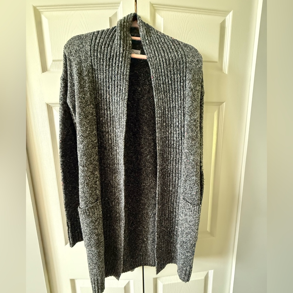Long Gray Open Front Cardigan | Cozy Knit Sweater | XS